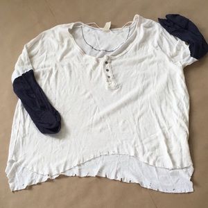 We The Free/Free People T-shirt - Navy/Cream - Size Medium